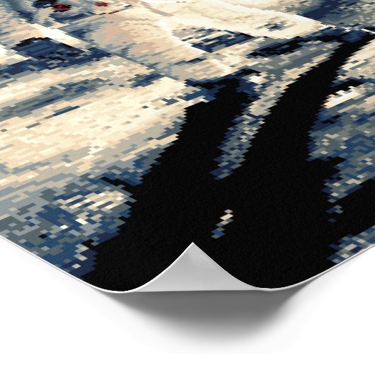 Pixel Art Moon Man (Geschiedenis in pixels) Poster (Hoek)