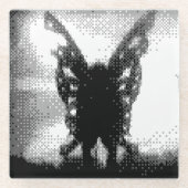 Pixel Art Mothman Glazen Onderzetter (Voorkant)
