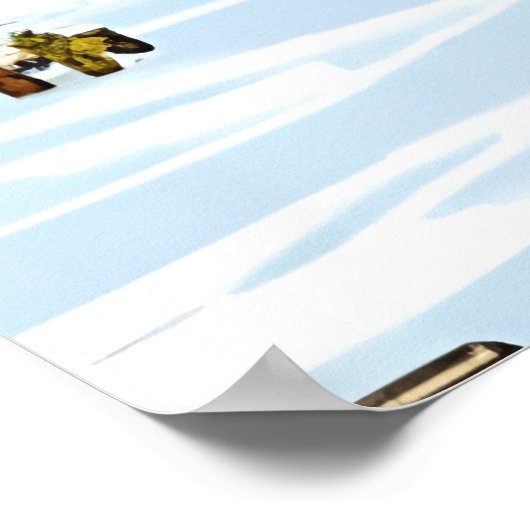 Pixel art, Mountain, dorpje in de sneeuw | AI Art. Poster (Hoek)