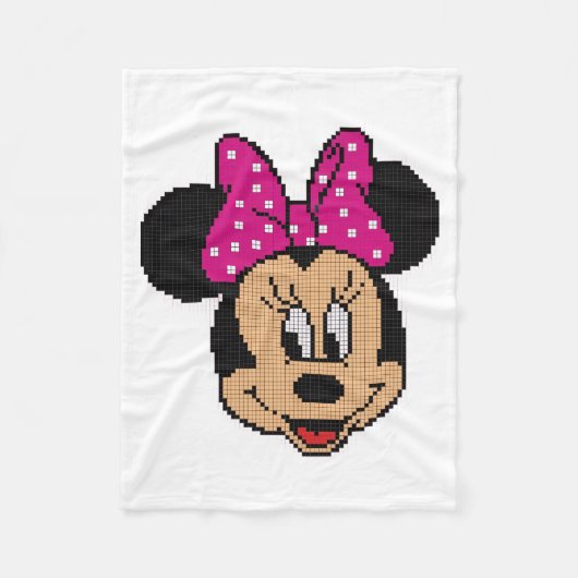 Pixel Art Muis met Roze Strik Fleece Deken (Voorkant)