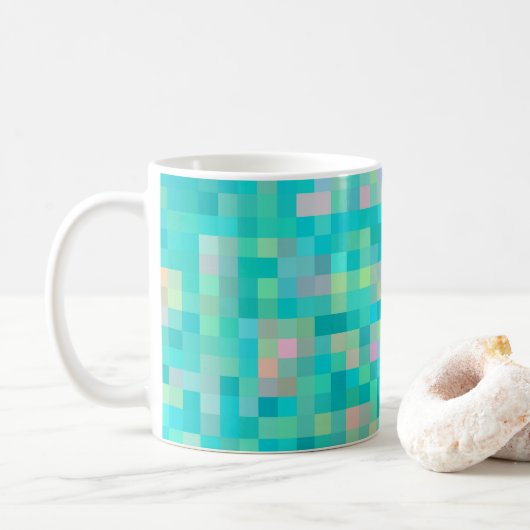 Pixel Art Multicolor Pattern Koffiemok (Met donut)
