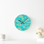Pixel Art Multicolor Pattern Ronde Klok (Huis)
