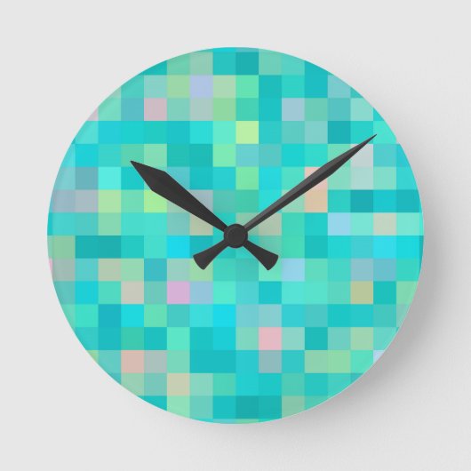 Pixel Art Multicolor Pattern Ronde Klok (Voorkant)