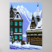 Pixel art, Noorse sneeuwberg | AI Art. Poster (Voorkant)