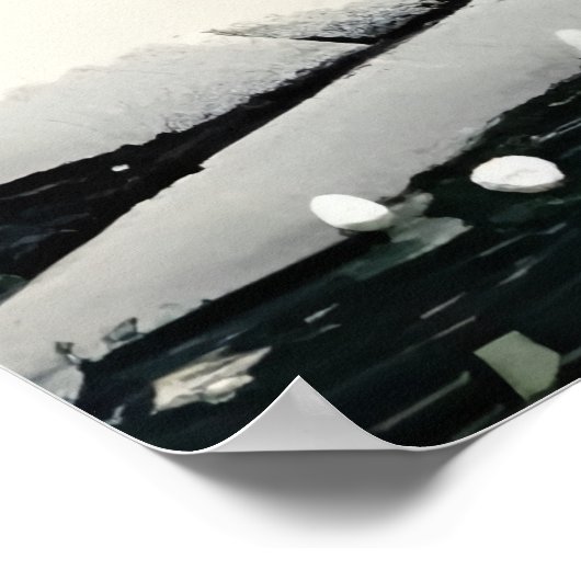 Pixel art, Noorse stad in sneeuw | AI Art. Poster (Hoek)