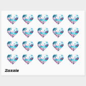 Pixel Art Ocean Pink en Blue Tropical Art Hart Sticker (Vel)