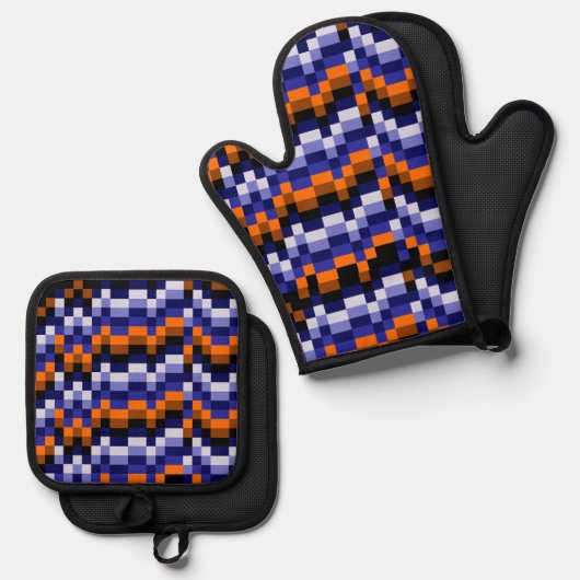 Pixel Art Oven Mitt & Pot Holder Set (Voorkant / Achterkant)