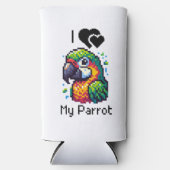 Pixel Art Parrot gepersonaliseerd Seltzer Blikjeskoeler (Voorkant)