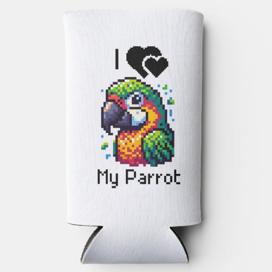 Pixel Art Parrot gepersonaliseerd Seltzer Blikjeskoeler (Voorkant)