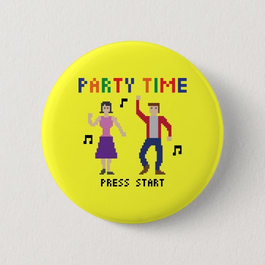 Pixel Art Party Time Button (Voorkant)
