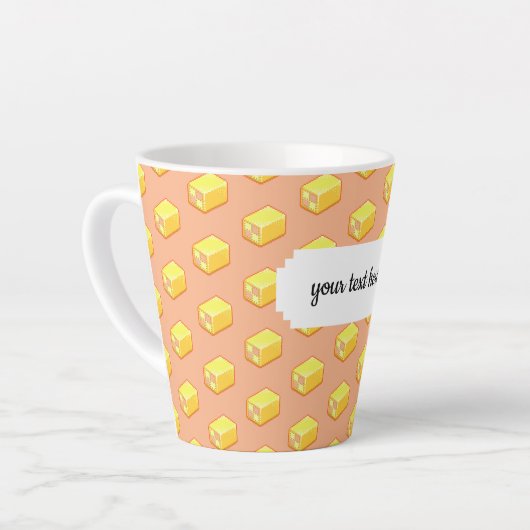 Pixel Art Pink & Yellow Battenberg Cake Pattern Latte Mok (Linkerhoek)