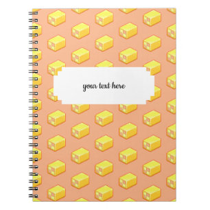 Pixel Art Pink & Yellow Battenberg Cake Pattern Notitieboek