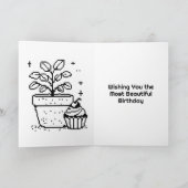 Pixel Art Plant Lover Verjaardag | kleurplaat Kaart (Binnen)