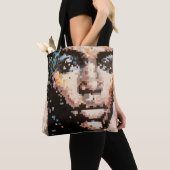 Pixel art portrait  fierce woman with silent gaze tote bag (Dichtbij)