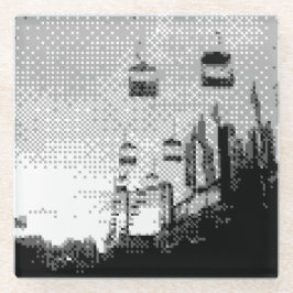 Pixel Art pretpark Glazen Onderzetter