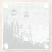 Pixel Art pretpark Glazen Onderzetter (Achterkant)