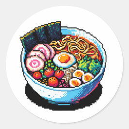 Pixel Art Ramen Noodles Ronde Sticker
