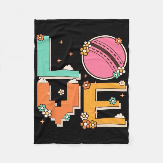 Pixel Art Retro 60s 70s Style Hippie Outfit Love C Fleece Deken (Voorkant)