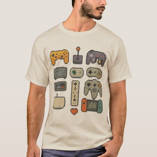 Pixel Art – Retro & Moderne Gamecontrollers (trans T-shirt (Voorkant)