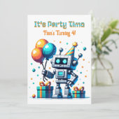 Pixel Art Robot Boy's Verjaardagsfeest Kaart (Staand voorkant)