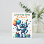 Pixel Art Robot Boy's Verjaardagsfeest Kaart (Staand voorkant)