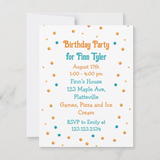 Pixel Art Robot Boy's Verjaardagsfeest Kaart (Achterkant)