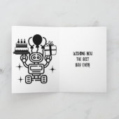 Pixel Art Robot Kleurplaat Jongen Verjaardag Kaart (Binnen)