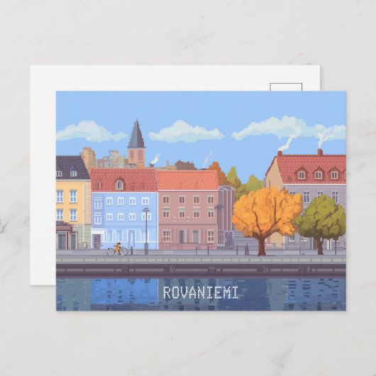 Pixel Art Rovaniemi Finland Briefkaart (Voorkant / Achterkant)