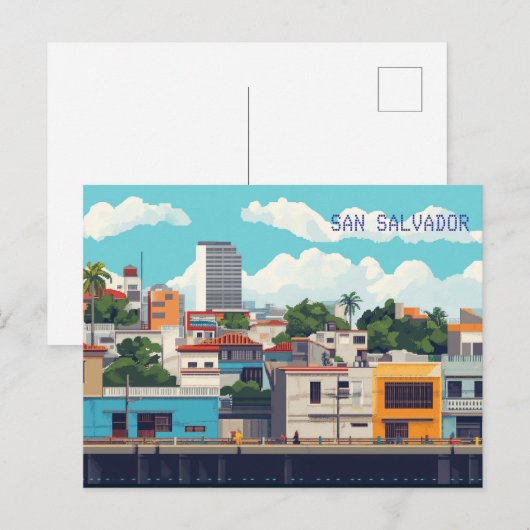 Pixel Art San Salvador El Salvador Briefkaart (Voorkant / Achterkant)