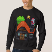 Pixel Art Santa on Rooftop Christmas House Scene Trui (Voorkant)
