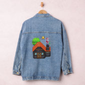 Pixel Art Santa op het dak Kerststal Denim Jacket (Hangar)
