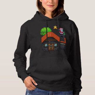 Pixel Art Santa op het dak Kerststal Hoodie