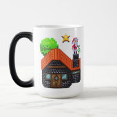 Pixel Art Santa op het dak Kerststal Magische Mok (Links)