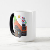 Pixel Art Santa op het dak Kerststal Magische Mok (Voorkant links)
