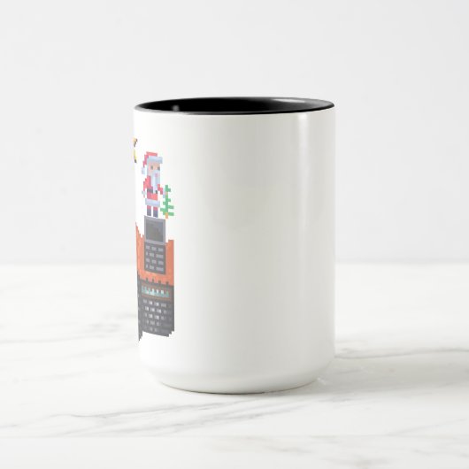 Pixel Art Santa op het dak Kerststal Mok (Midden)