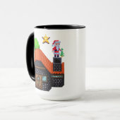 Pixel Art Santa op het dak Kerststal Mok (Voorkant links)