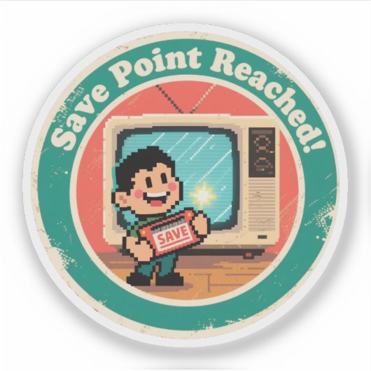 Pixel Art Save Cartridge Badge – Gamenostalgie Sticker (Voorkant)