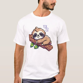Pixel art Schattigee luiaard ontwerp T-shirt