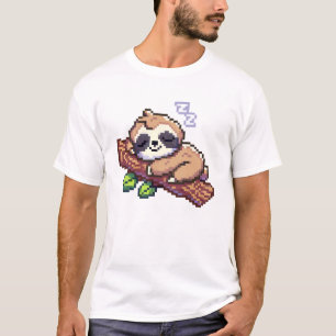 Pixel art Schattigee luiaard ontwerp T-shirt