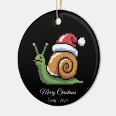 Pixel Art Snail Santa Hat Black Keramisch Ornament (Links)