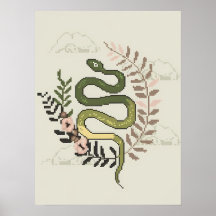 Pixel Art Snake met Bloemen Elementen