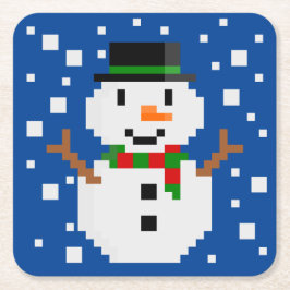 Pixel Art SNEEUWMAN 1 Kartonnen Onderzetters