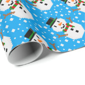 Pixel Art SNEEUWMAN Cadeaupapier (Rol Hoek)