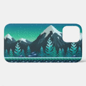 Pixel Art: Sneeuwrijke bergen 's nachts. Case-Mate iPhone Case (Achterkant (horizontaal))
