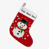 Pixel Art SNOWMAN 2 Kleine Kerstsok (Voorkant (Hangend))