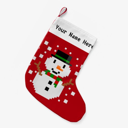 Pixel Art SNOWMAN 2 Kleine Kerstsok (Voorkant (Hangend))