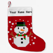 Pixel Art SNOWMAN 2 Kleine Kerstsok (Voorkant)