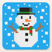 Pixel Art SNOWMAN 3 Kartonnen Onderzetters (Voorkant)
