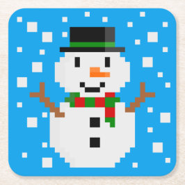 Pixel Art SNOWMAN 3 Kartonnen Onderzetters