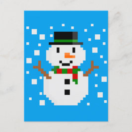 Pixel Art SNOWMAN Feestdagenkaart